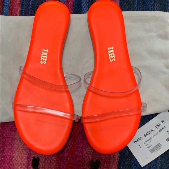 TKEES Shoes - Tkees Gemma Sandal Clear Orange Gem